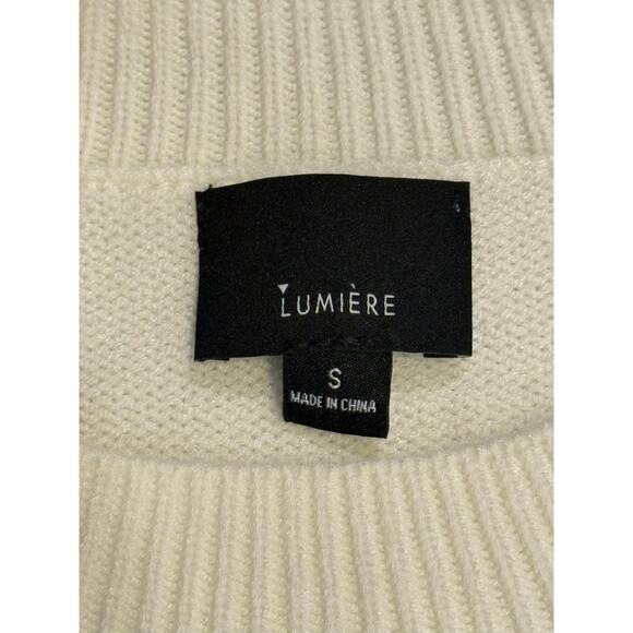 LUMIERE USA Graphic Sweater Cream Knit Crewneck Long Sleeve Women's Size S - Picture 2 of 4